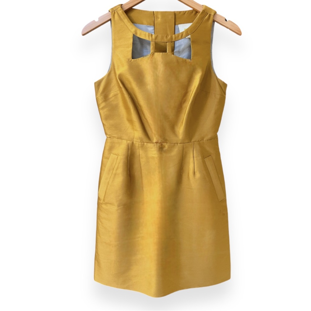 Anthropologie Maeve Dress | Gold Chardonnay Sheen Cut Out Mini | Size 4 | $55